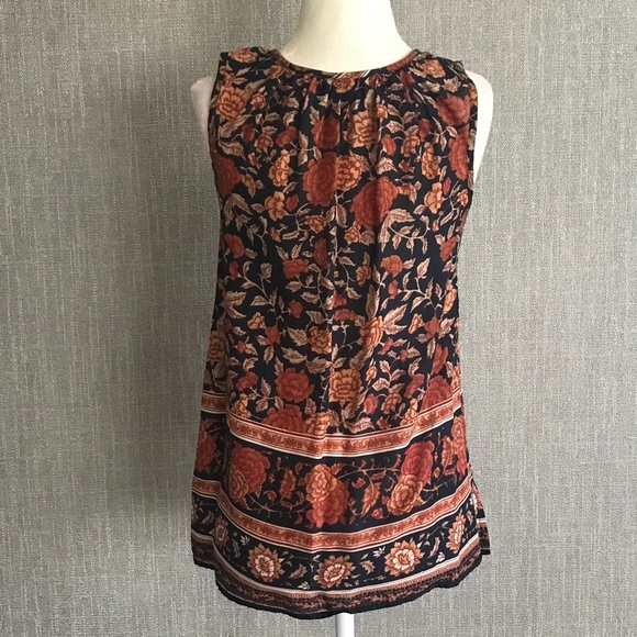 LUCKY BRAND Floral Sleeveless Tie Neck Tank Top - Picture 3 of 4